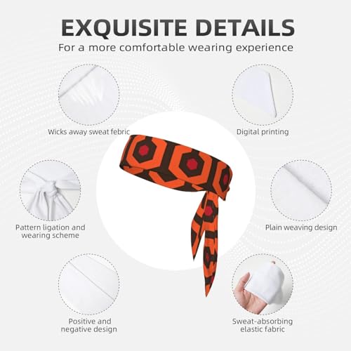Sports Head Tie Westie Dogs Beach Summer Tropical Tie Sweatband Headband Men Women Elastic Bandana Adjustable Non-Slip Moisture Wicking for Running Football Yoga Workout Athletic Hair Ninja Head Band - color: Overlook Hotel Carpet