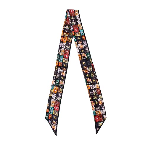 JERLA 100% Mulberry silk Scarf bag scarf Head Hair Ribbon Handbag Handle wrap Tie Bundle Neckerchief Scarf for women - color: Color Grid