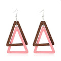ANXIN Boho Personality Retro Tassel Rectangular Wooden Contrasting colors Earrings Chic Green Temperament Geometric Earrings Jewelry Gifts For Women - color: Brown Pink Wooden Earrings