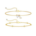 CAROVO Gold Ankle Bracelets for Women Waterproof 14K Real Gold Plated CZ Initial Anklet for Women Dainty Layered Letter A-Z Heart Ankle Bracelets Handmade Adjustable Anklet Summer Beach Jewelry - style: L