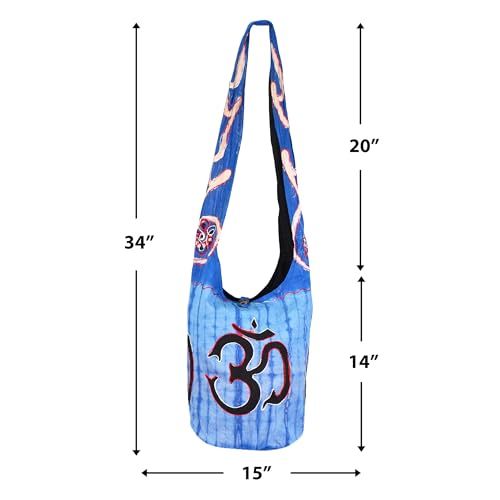 Mandala Crafts Hippie Bag, Large Boho Hobo Purse for Women, Crossbody Shoulder Sling Bags for Indie Style Bohemian Accessory - style: Royal Blue Om