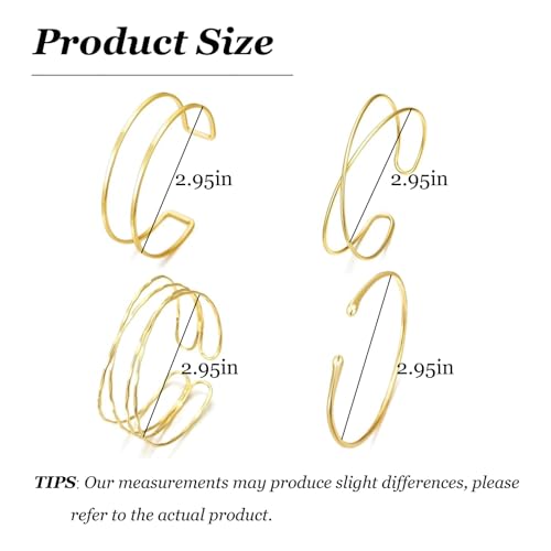 Long tiantian Gold Arm Cuff Upper for Women Bangle Bracelets Upper Arm Cuff Bracelet Trendy Armband Beach Jewelry Trendy Stuff Gifts - color: gold-4pcs