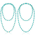 Henoyso 2 Pcs Turquoise Beads Necklace 47.5 Inch Long Endless Necklace Multi Strand Layer Knotted Homemade Jewelry - style: Classic