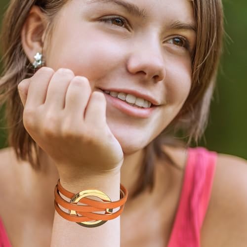 Todenb Circular Circle Leather Wrap Strand Bracelet,Bohemian Couples Friendship Strand Handmade Clasp Bangle Minimalist Elegant Multi-Layer Cuff Boho Layered Bracelets Holiday Jewelry - color: Z