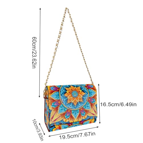C'eitura Wooden Diamond Art Clutch with Chain, DIY Mandala Purse with Rhinestones, 5D Crystal Boho Style Wallet, Unique Festival Bag & Gift - color: SKB208