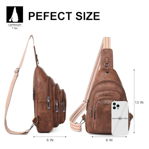 Leresas 10L Crossbody Sling Bag for Women Men Anti Theft Cross Body Fanny Pack Belt Bag Purse Gifts for Women Faux Leather, Brown - color: 10l-brown, size: 10L