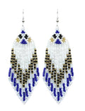 Long Beaded Dangle Earrings – Boho Native Handmade Seed Bead Tassel Bohemian Large Statement Drop Fringes for Women - color: Pattern3