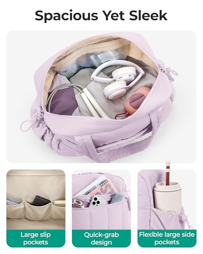 BAGSMART Gym Bag for Women, Duffle Bag for Travel with Wet Pocket, Lightweight Carry on Weekender Duffel, Water Resistant - color: Lavender, size: Medium