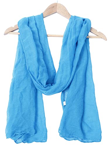 woogwin Women's Cotton Scarves Lady Light Soft Fashion Solid Scarf Wrap Shawl - color: Blue