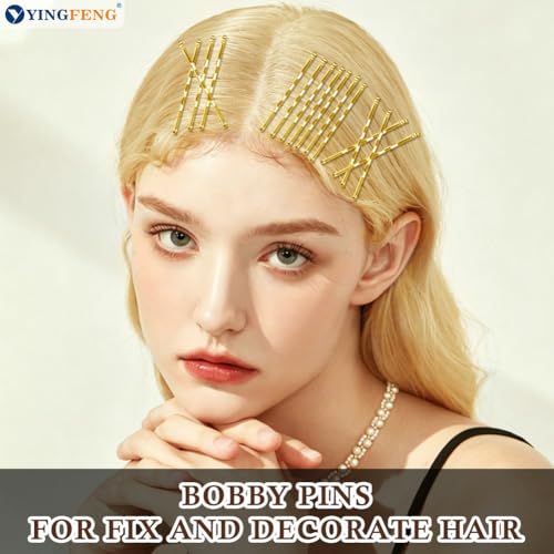 330 PCS 2.2Inch Blonde Bobby Pins for Women Girls, Super Grip Gold Hair Clips with Box, YINGFENG Reusable Non Slip Hair Pins, Suitable for All Hair Types - color: Gold(2.2Inch)
