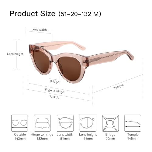 ZENOTTIC Polarized Sunglasses Women Round: Trendy Sun Glasses for Ladies - Retro Classic Shades UV400 Protection - color: C05 Crystal Brown Frame Brown Lens