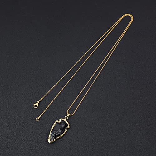 COAI Arrowhead Pendant Black Obsidian Raw Crystal Necklace for Men Women 20-32" - style: Smaller Arrowhead Pendant