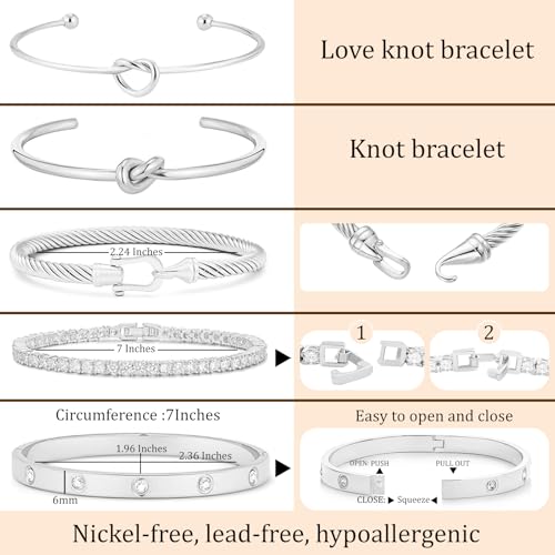 18 K Gold Plated Love Bangle Bracelet Stack Cuff Jewelry for Women Jewelry Set for Women Gift with Box - style: style19