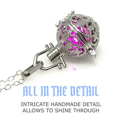 UMBRELLALABORATORY Steampunk FIRE Necklace - Pendant Glow Locket - Great Gifts for women, Mother, Father, cute magical Jewelry - color: Pink