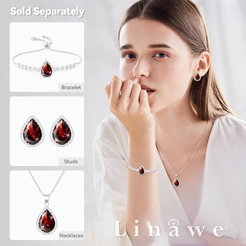 Linawe Crystal Imitation Diamond Rhinestone Charm Bracelets for Women, Gold/Silver/Rose Gold Adjustable Chain Bracelet, Teardrop Birthstone Cubic Zirconia Prom Costume Wedding Jewelry - color: Silver,Jan