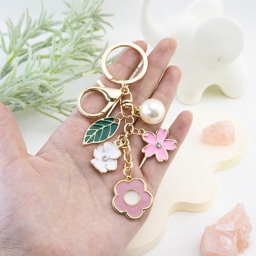 Cute Flower Keychain Mini Tassels Tote Bag Keychain Purse Charms | Purse Charms For Handbags Kawaii Bag Charms For Tote Bags Mini Girls Backpack Keychains Accessories