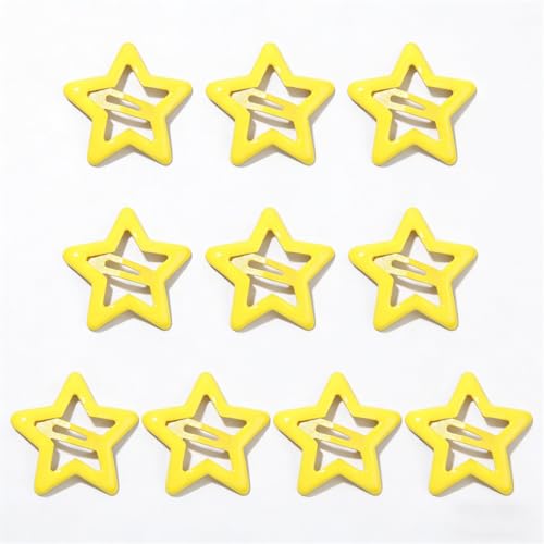 Metal Star Snap Hair Clips Yellow Cute Small Hair Barrettes Y2K Star Hair Clips Hair Access Non-slip Hollow for Women Hairpin Lovely Headpieces for Everyday Fashion and Party 10PCS - color: Style2