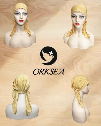Chemo Headwear for Women Pre-Tied Head Scarf Headwraps Soft Turbans Cancer Hats Chemo Beanie Coverings Scarves - color: Khaki