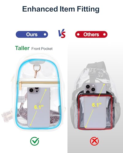 PACKISM Clear Sling Bag Stadium Approved - Clear Bag for Stadium Events & Holographic Bag for Music Festivals Jacquard Strap - color: 02_white