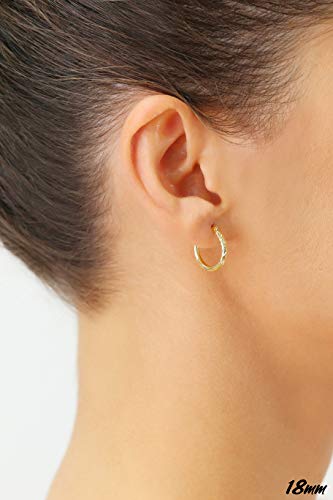 14k Yellow Gold Hand Engraved Diamond-cut Round Hoop Earrings - style: 18mm (0.7 inch)