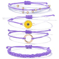 Sunflower Friendship Bracelets Boho Stackable String Bracelets Cute Trendy Gifts for Teen Girls Women - color: Purple