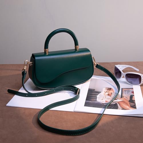 Milan Chiva Small Top Handle Purse for Women Elegant Crossbody Bag with Adjustable Strap for Evening Party & Daily Use - color: Green