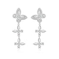 Awinesn Clip on Earrings for Women 925 Sterling Silver Plated Cubic Zirconia Long Tassel Dangle Drop Earrings Non Pierced Earrings for Women Jewelry Gifts Wedding Party - color: butterfly 2