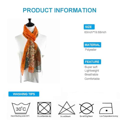 Xyueanlo Scarfs for Women Fashion Scarves Print Pattern Lightweight Sunscreen Scarf Wraps Shawls - color: Cashew Orange Green