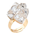 Hebelee Boho Square Crystal Statement Ring for Women Gold-Toned Adjustable Expandable Promise Engagement Geometric Rings Comfort Fit Elegant Art Deco Birthday Christmas Cocktail Party Y2K Jewelry - color: White