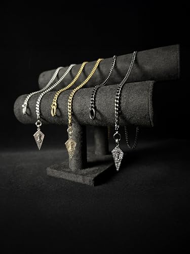18K Gold Plated Knight's Shield Slip Chain for Women - color: Black, size: 27''