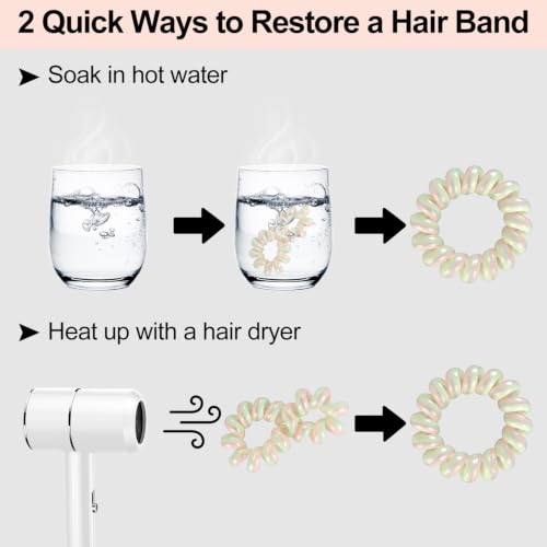 JessLab Spiral Hair Ties, 20 Pcs Traceless Phone Cord Hair Ties No Crease Spiral Bracelet Plastic Coil Ponytail Holders No-Damage Headband Hair Accessory for Girls Women Ladies Gift, Mix Color 8 - color: Mix Color 8