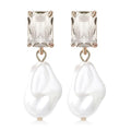 Fashion Pearl Drop Earrings for Women With Crystal - Rhinestone Statement Earrings with Pearl Dangling Studs - Large White Baroque Pearl Earrings for Bridesmaid Wedding Party Birthday Holiday - color: Clear
