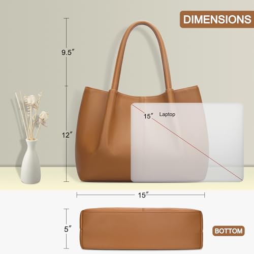 KKXIU Tote Bag for Women Vegan Leather Shoulder Purse Large Capacity Travel Bag - color: Brown2
