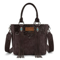 Montana West Western Cowhide Crossbody Bag for Women Designer Leather Tassel Top Handle Handbags - color: Coffee
