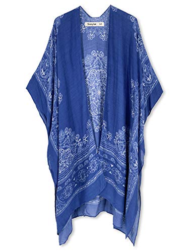 Breezy Lane Kimonos for Women Swimsuit Coverups Beach Cover Up Swimwear Cardigan Summer - color: A1 Blue Print