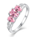 Celtic Birthstone Rings for Women 925 Sterling Silver Celtic Knot Ring 3-Stone Promise Rings for Her Wife Birthday Anniversary Wedding Jewelry - color: 10-Oct-Pink Tourmaline