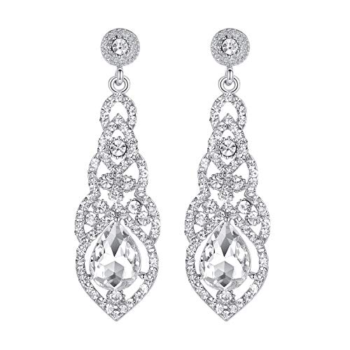 Women's Alloy Teardrop Crystal Chandelier Dangle Earrings - color: A-clear