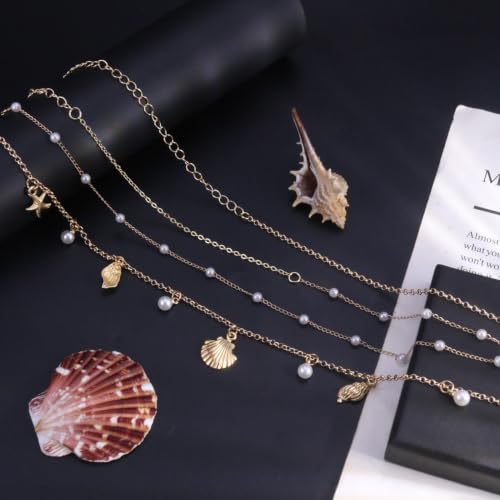 Gold Starfish Seashell Waist Chain Belt for Women Boho Mermaid Pearl Body Chain Summer Beach Vacation Bikini Jewelry Accessories - style: Pearl gold