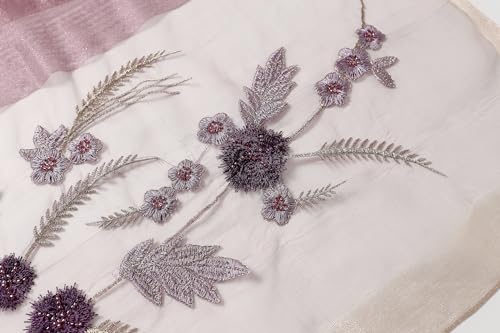 Jeelow Silk Blend Floral Fashion Scarf Shawl Wrap Lightweight Sheer For Women Floral Embroidery Wedding Party Prom - color: Light Orchid