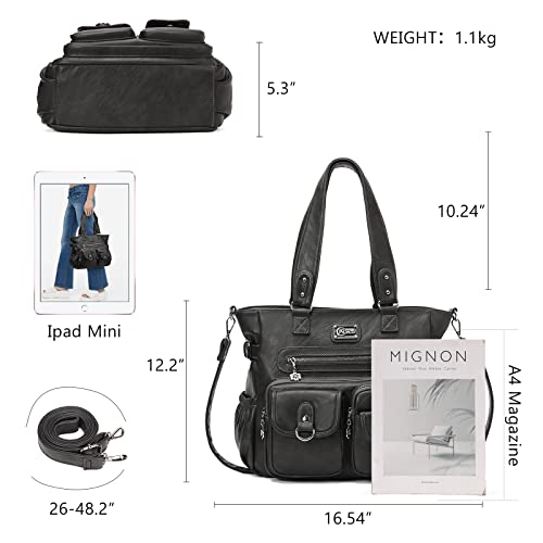 KL928 Large Purses for Women Shoulder Bag Tote Handbags Stylish Vegan Leather Hobo Bags Ladies, A-Black-4 | Large - color: 01-charcoal Gray
