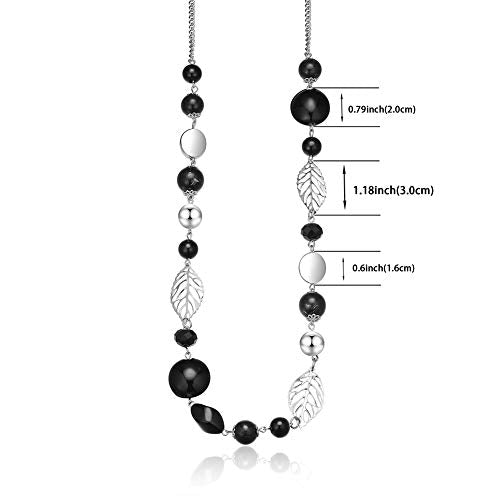 PEARL&CLUB Long Beaded Necklaces For Women - Sweater Chain Fashion Jewelry Necklace Gifts For Women - color: 24-Black