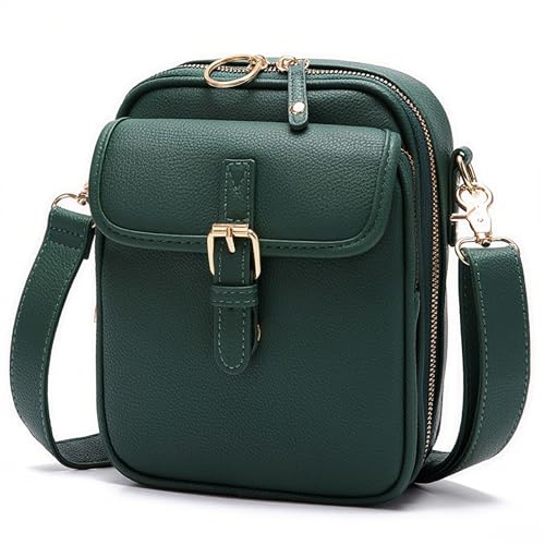 Small Crossbody Bags for Women Vegan Leather Messenger Purses, Vintage Wallet Anti Theft Shoulder Handbags with Card Slots - color: Green