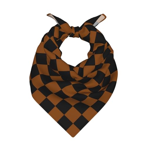 Head Scarf Hair Neck Scarves for Women Fashion Silk Satin Purse Bag Scarfs Handbags Bandana Neckerchief - color: Black Brown Coffee Checkered