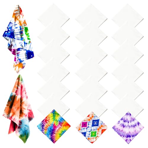 Cotton White Bandana, 22"x22" White Bandanas Bulk for Tie Dying, Handkerchiefs Headband Head Wrap Scarf - style: 36pcs