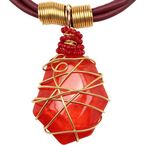 Ethnic Crystal Rhinestone Pendant Necklace Earrings Set Women Handmade Tribal Collar Choker Chunky Metal Bib Rope Chain African Statement Jewelry Set - color: N1505-red