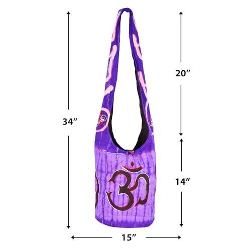 Mandala Crafts Hippie Bag, Large Boho Hobo Purse for Women, Crossbody Shoulder Sling Bags for Indie Style Bohemian Accessory - style: Purple Om