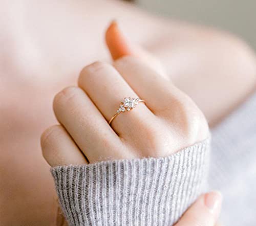 Vintage Ring Gold Engagement Ring Diamond Wedding Ring 14k Gold Milgrain Band for Women (6) - size: 6