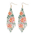 Flower Black Beaded Long Tassel Western Native American Earrings For Women Dangling - color: rose