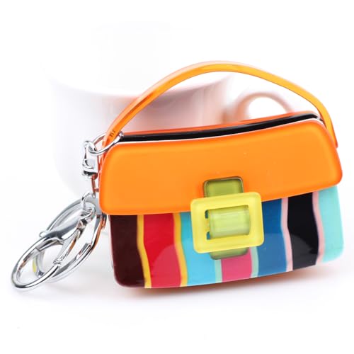 Novelty Mini Tote Bag Key Chain Acrylic Keychain Accessories Car Keys Backpack Purse Charms Gifts for Women Girls Lady