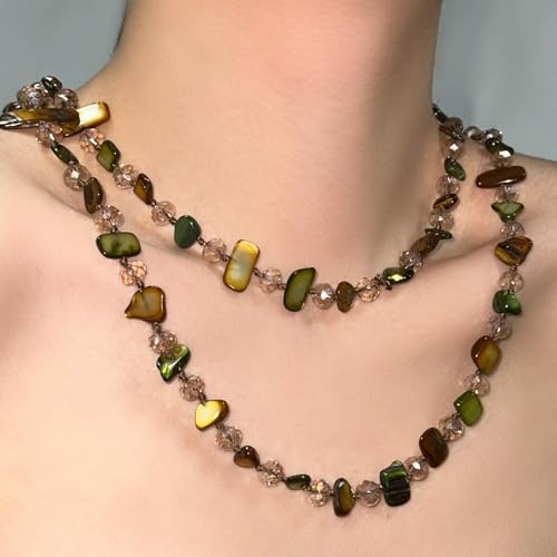 Boho Colorful Seashell Beaded Double Layer Necklace Long Stackable Vacation Necklace Fashion Jewelry Western Gifts - color: A1:Boho Beaded Necklace